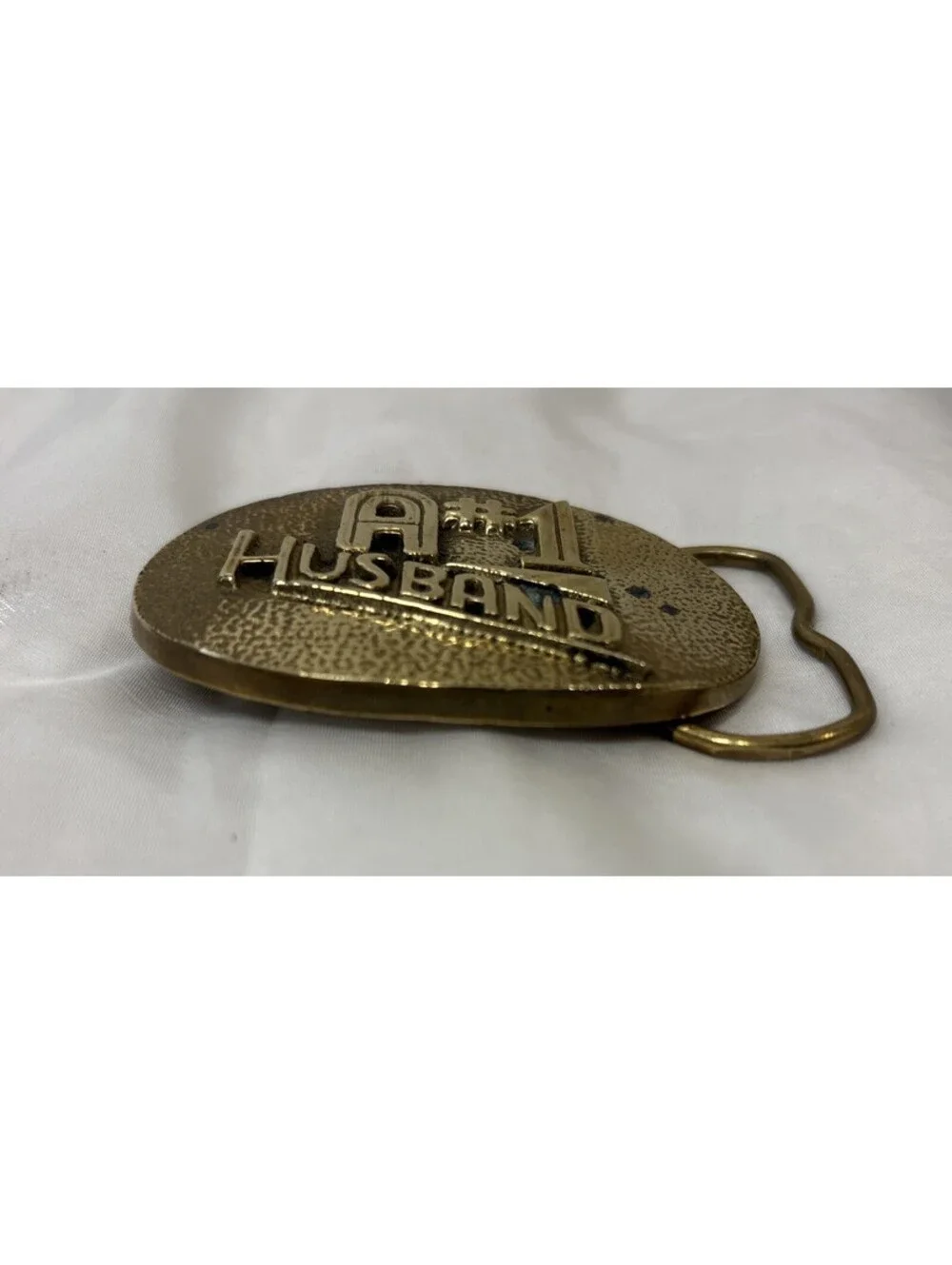 Vintage 1979 Solid Brass Belt Buckle A #1 HUSBAND By Aminco No. 4106 Taiwan Made